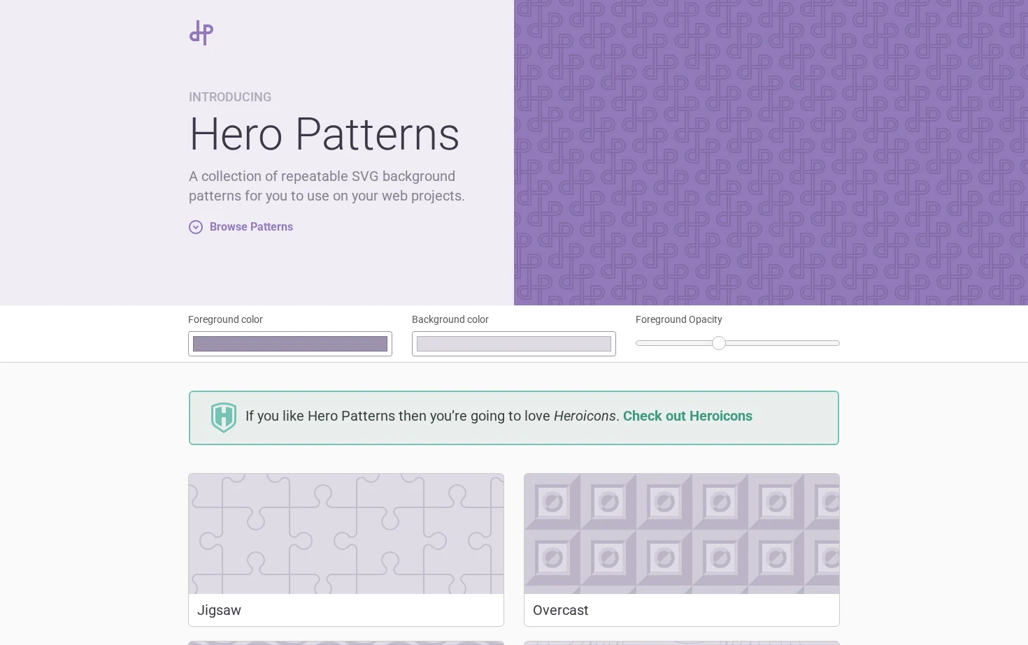 Hero Patterns 页面快照